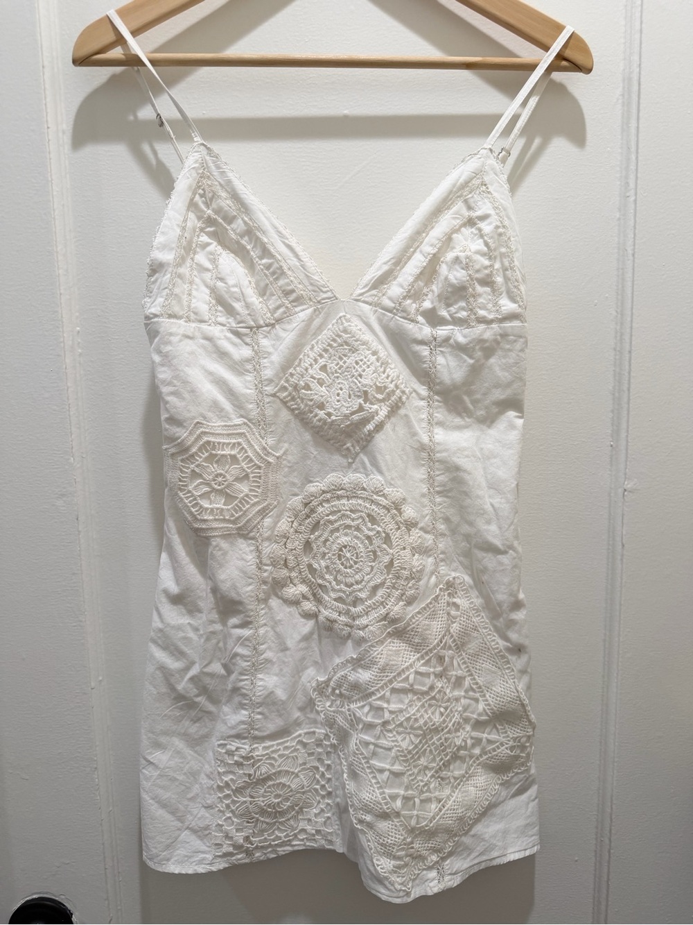 Zara White Crochet-Trim Slip Dress
